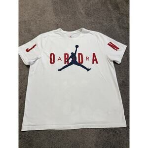 Air Jordan Spell Out T Shirt Men 2XL Short Sleeve Graphic Logo Casual White